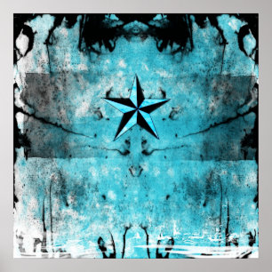 Póster Estrella Náutica Azul