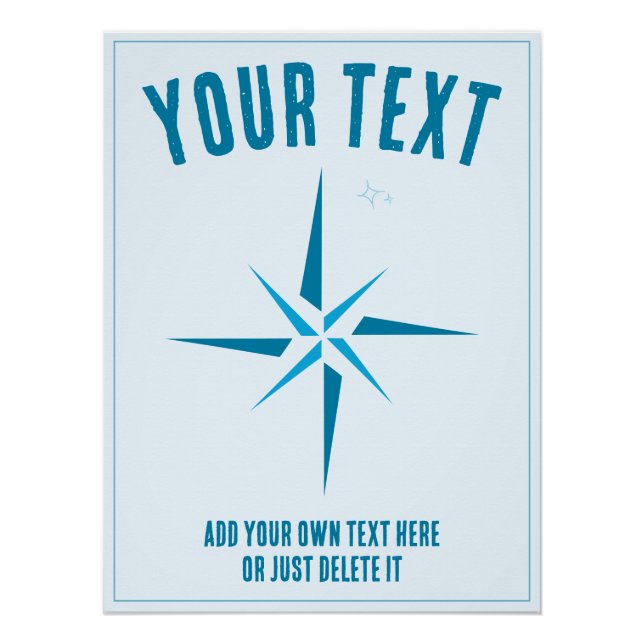 Póster Estrella náutica. Rosa de brújula. Plantilla de re (Anverso)