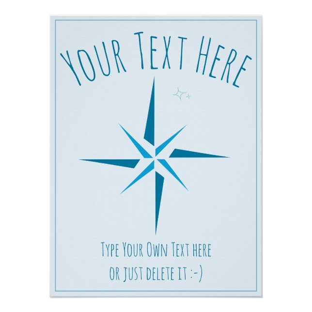 Póster Estrella náutica. Rosa de brújula. Plantilla de re (Anverso)