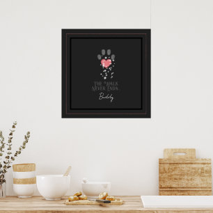 Póster Estrella negra Luz rosa Corazón Huella de pezuña d