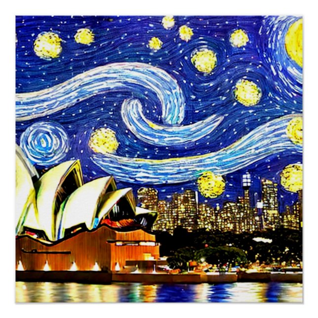 Póster Estrella nocturna Sydney ópera de Australia (Anverso)