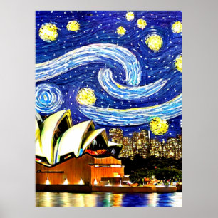 Póster Estrella nocturna Sydney ópera de Australia