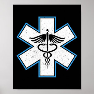 Póster Estrella Paramédica Emt - Caduceus Ems Primer Resp