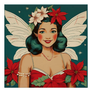 Póster Estrella Pin-Up Tropical Retro de Navidad de los 5