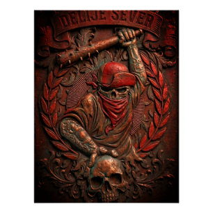 Póster Estrella Roja Belgrado Ultras Hooligan Emblemado