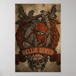 Póster Estrella Roja de Belgrado Delije Sever 1989