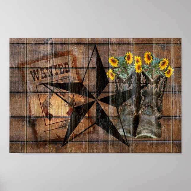 Póster Estrella ruidosa de Texas Occidental Boots de Cowb (Frente)