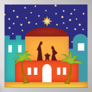 Póster Estrella sobre natividad del navidad de Belén