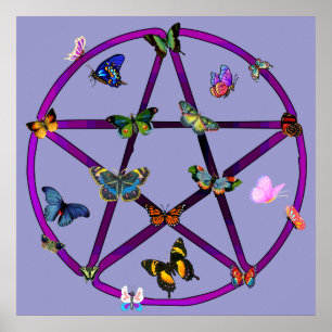 Póster Estrella y mariposas de Wiccan