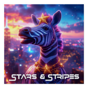 Póster Estrellas Aad Stripes con ZEBRA ZANZIBAR