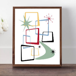 Póster Estrellas atómicas y boomerang de mediados del sig