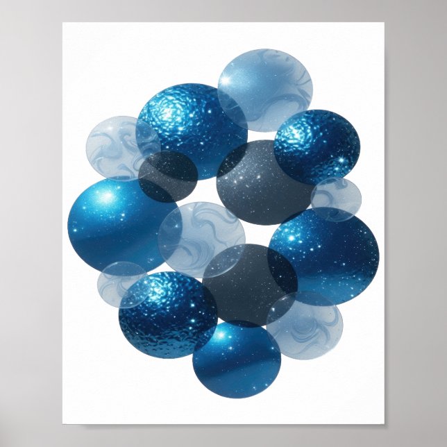 Póster Estrellas Azules de Plata Modernas (Frente)