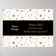 Estrellas blancas/doradas con mensaje/foto de aniv