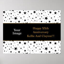 Póster Estrellas blancas/negras con mensaje/foto aniversa