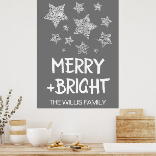 Póster Estrellas Brillantes de Navidad Alegre nombre de f