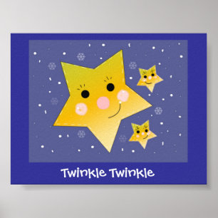 Póster Estrellas Brillantes Sonrientes