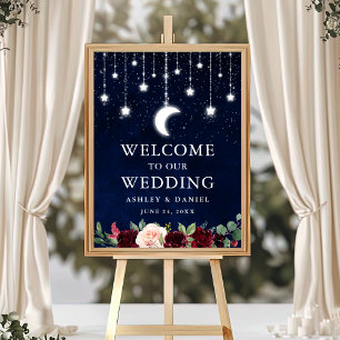 Póster Estrellas celestes iluminan Boda floral bienvenida