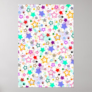 Póster Estrellas Coloridas Blancas 