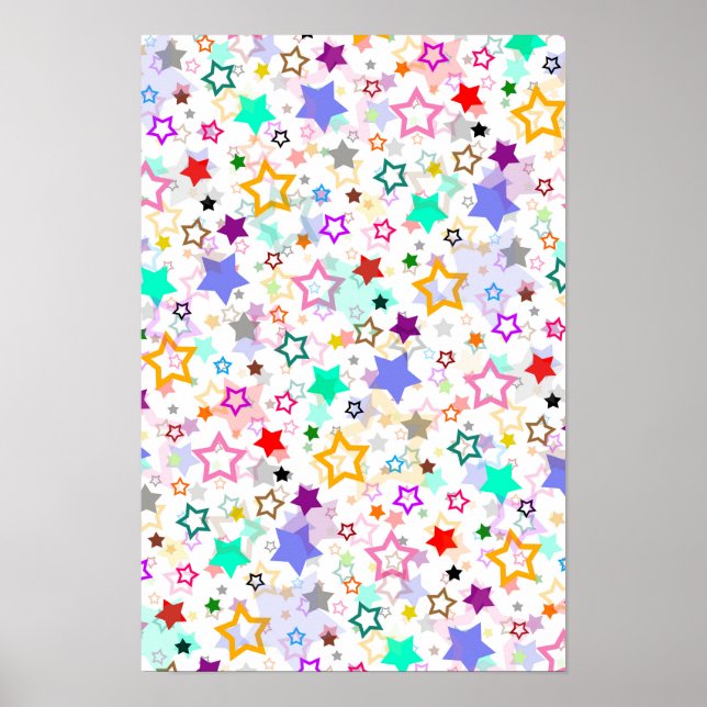 Póster Estrellas Coloridas Blancas  (Frente)