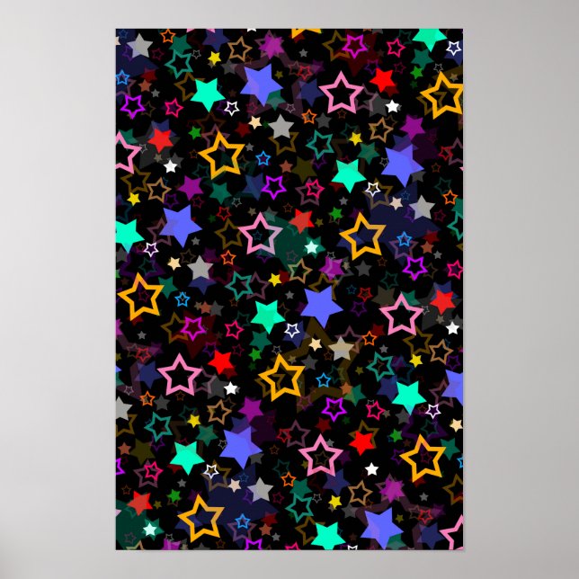 Póster Estrellas Coloridas Negras  (Frente)