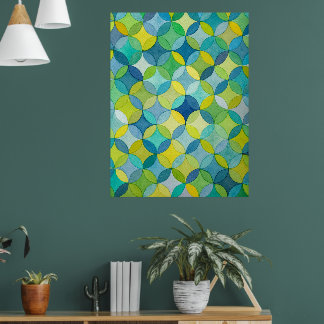 Póster Estrellas de círculo Pintadas a Mano Patrón de Art