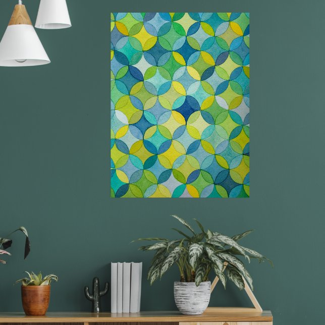 Póster Estrellas de círculo Pintadas a Mano Patrón de Art (Salón 1)