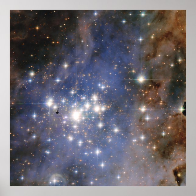 Póster Estrellas de diamantes en el espacio de burbujas d (Frente)