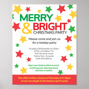 Póster Estrellas de fiesta de oficina de Navidades merry