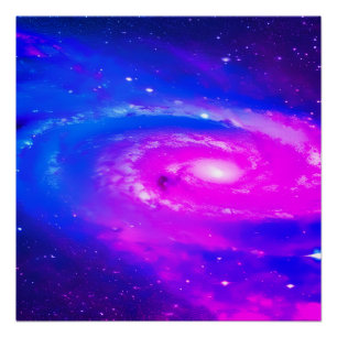 Póster Estrellas de galaxia moradas rosadas cielo univers