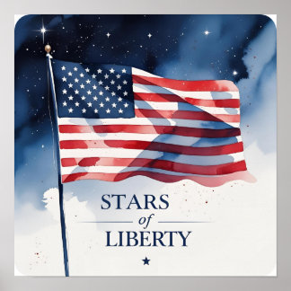 Póster Estrellas de la libertad Poster de noche patriótic