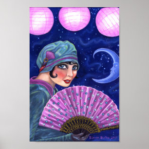 Póster Estrellas de la luna del Chica del Flapper de 2009