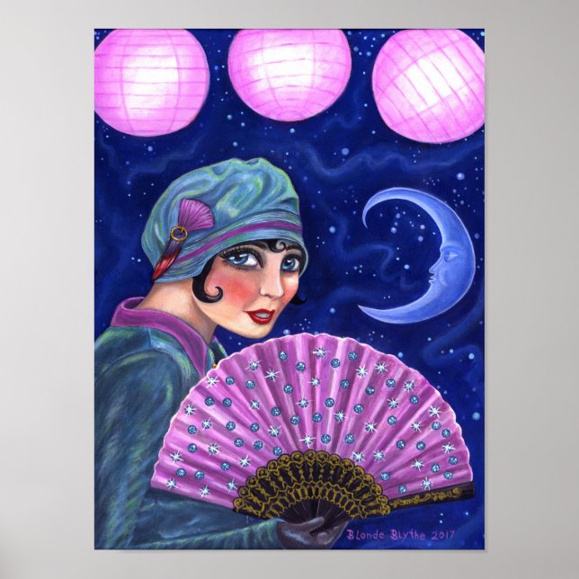 Póster Estrellas de la luna del Chica del Flapper de 2009 (Frente)