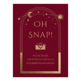 Póster Estrellas de luna de oro rojo celestial Oh Snap