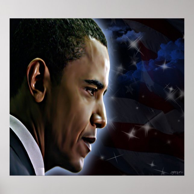 Póster Estrellas de Obama y franjas (Frente)