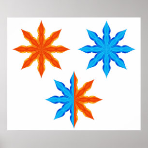 Póster Estrellas de ocho puntas de fuego y hielo