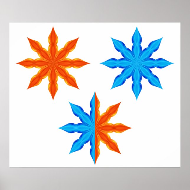 Póster Estrellas de ocho puntas de fuego y hielo (Frente)