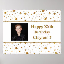 Estrellas de oro con foto de mensaje Cumpleaños