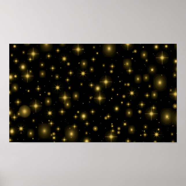 Póster Estrellas de oro y espárragos en negro (Frente)