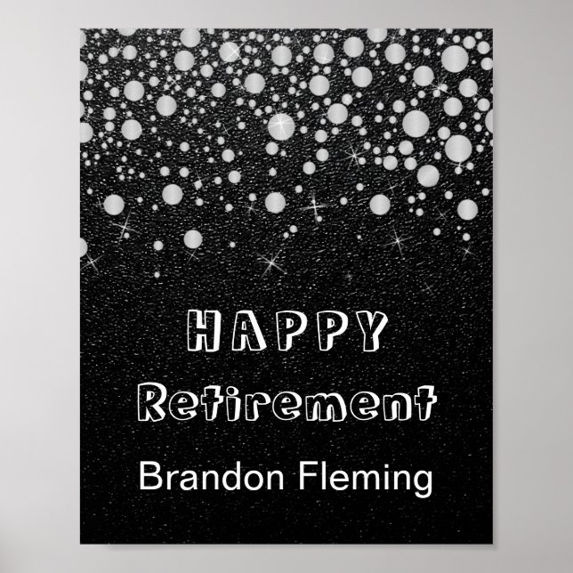 Póster Estrellas de plata de jubilación sobre negro (Frente)