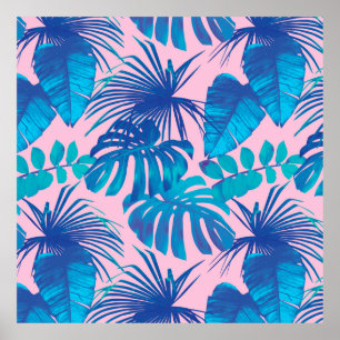 Póster Estrellas de rayas de papel digital tropical