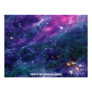 Póster Estrellas en la nebulosa de la tarántula tono azul