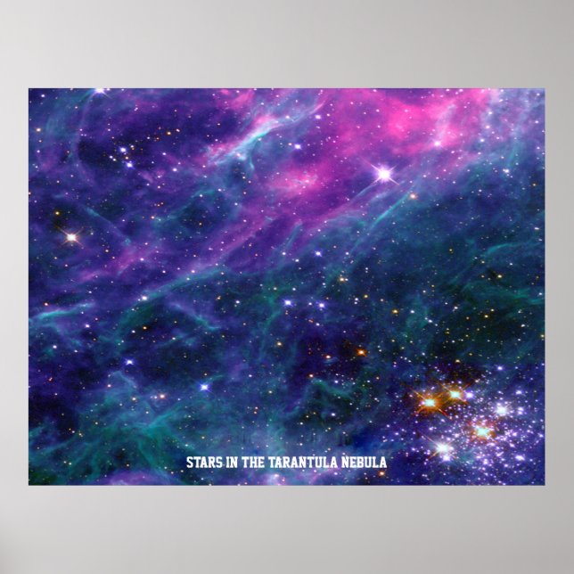Póster Estrellas en Tarantula Nebula Azul Poster de valor (Frente)