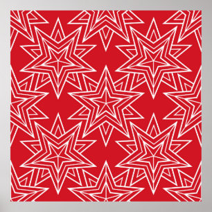 Póster Estrellas geométricas, patrón ininterrumpido vinta