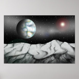 Póster Estrellas más allá de los acantilados rocosos.