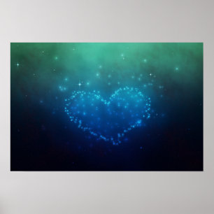 Póster Estrellas nocturnas en forma de corazón