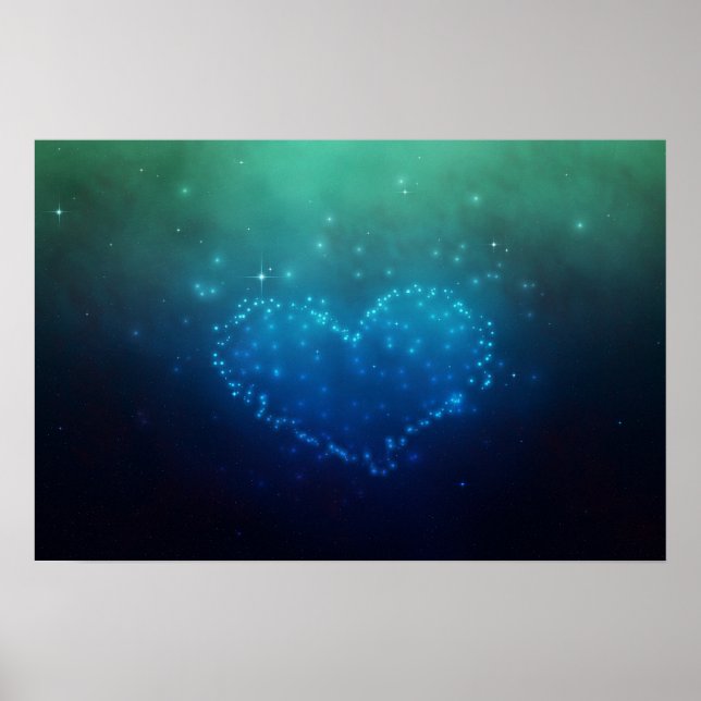 Póster Estrellas nocturnas en forma de corazón (Frente)