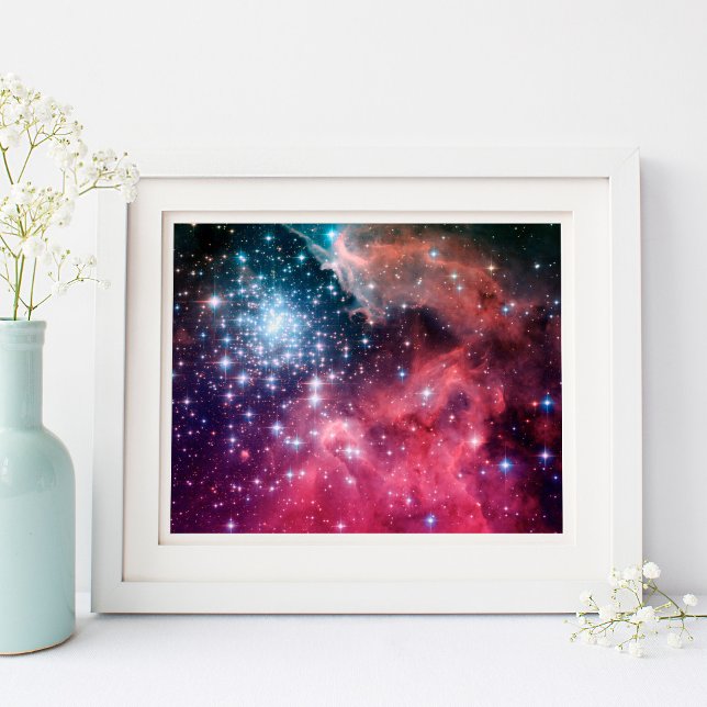 Póster Estrellas Ómbradas Magenta Teal (Teal Magenta Ombre Stars Poster)