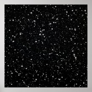 Póster Estrellas purpurinas2 - Negro plateado