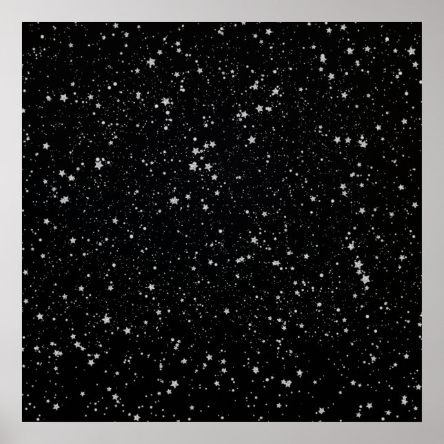 Póster Estrellas purpurinas2 - Negro plateado (Frente)