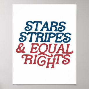 Póster Estrellas Rayas E Igualdad De Derechos Retro 4 De